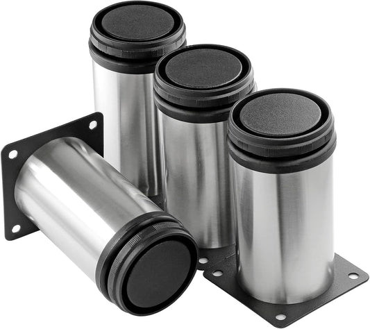 Kraftige, justerbare møbelben – moderne føtter i børstet stål til bord, skrivebord og skap