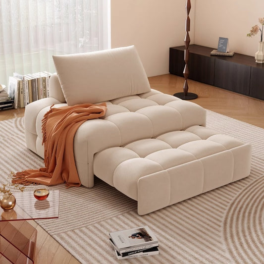 Plassbesparende sovesofa med tilbakelent ryggstøtte – ideell for komfort i stuen eller soverommet