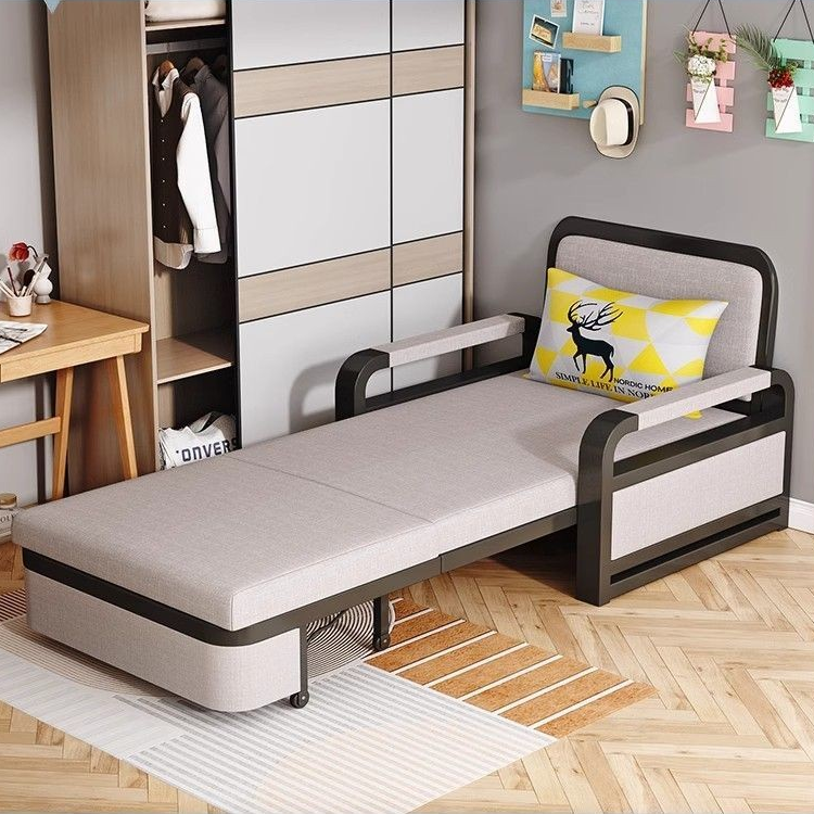 Plassbesparende sammenleggbar sovesofa – dobbeltbruk enkeltseng med ramme i tre og metall