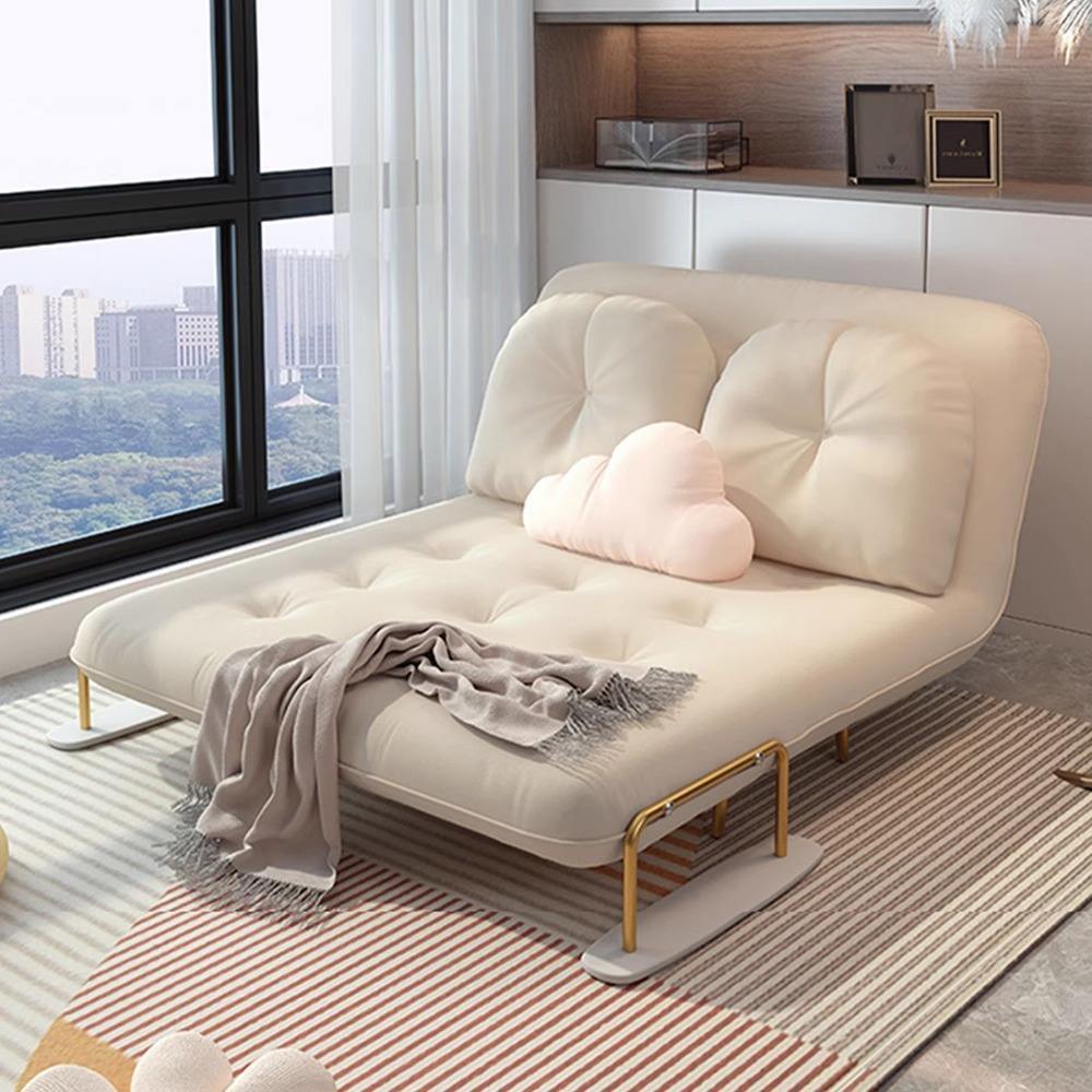 Konvertibel kremfarget sovesofa – kompakt, moderne design for små oppholdsrom