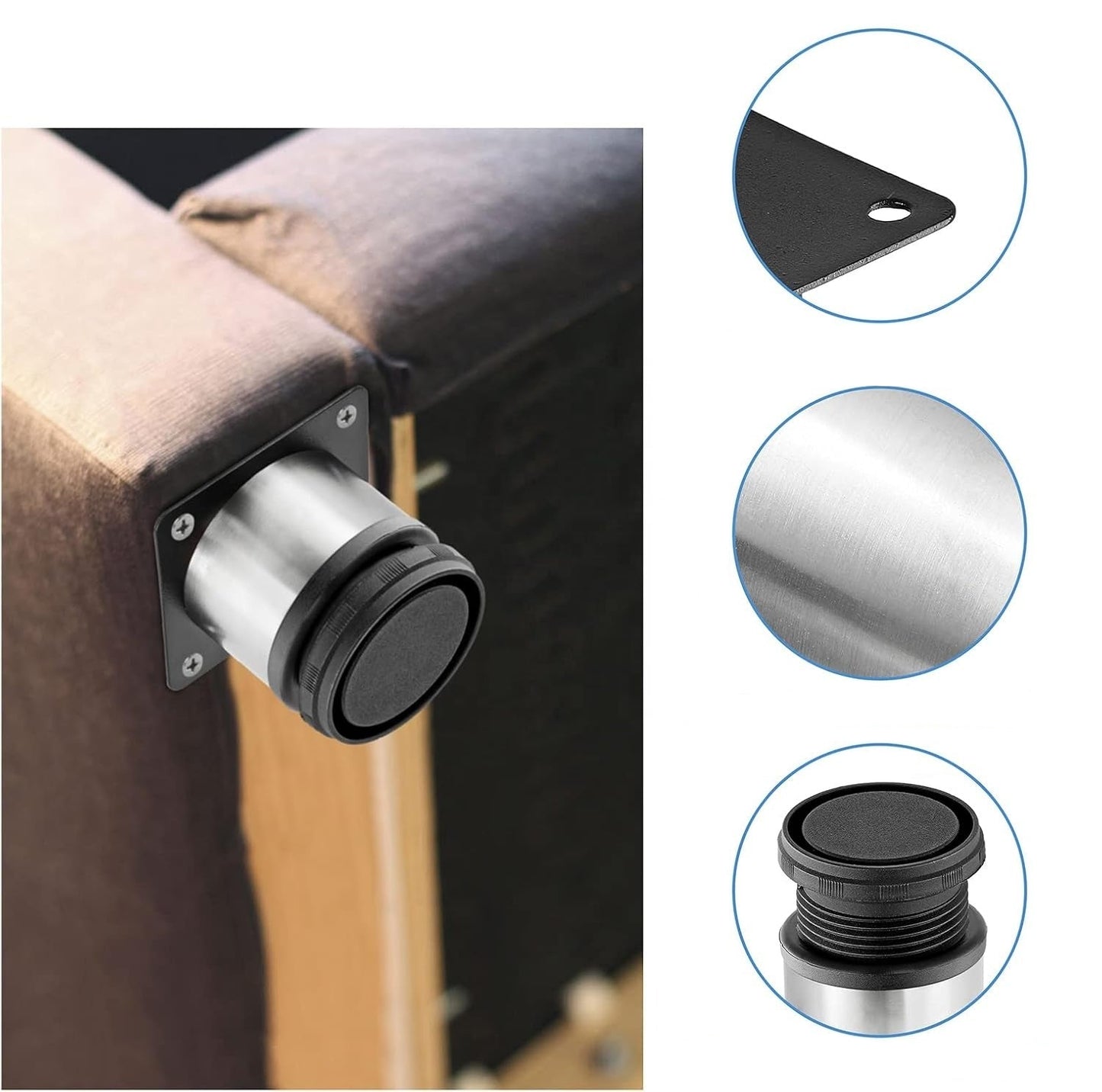 Kraftige, justerbare møbelben – moderne føtter i børstet stål til bord, skrivebord og skap