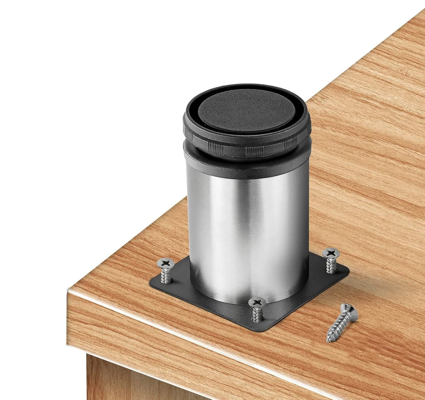 Kraftige, justerbare møbelben – moderne føtter i børstet stål til bord, skrivebord og skap