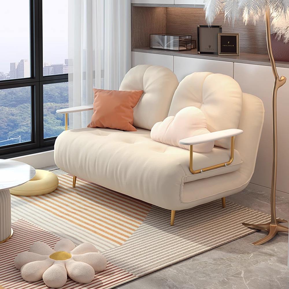 Konvertibel kremfarget sovesofa – kompakt, moderne design for små oppholdsrom